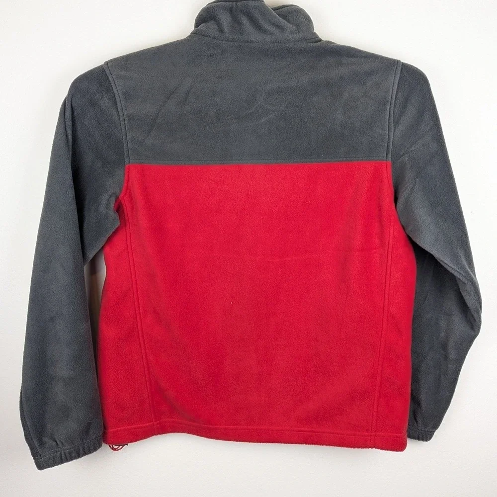 Columbia Men Granite Mountain Fleece Jacket Red Grey Size L Full Zip Lightweight